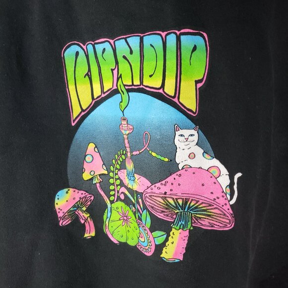 Rip'N Dip Sz XL Black Psychedelic Mushroom Graphic Hoodie, Sweater (1511) - Picture 4 of 5
